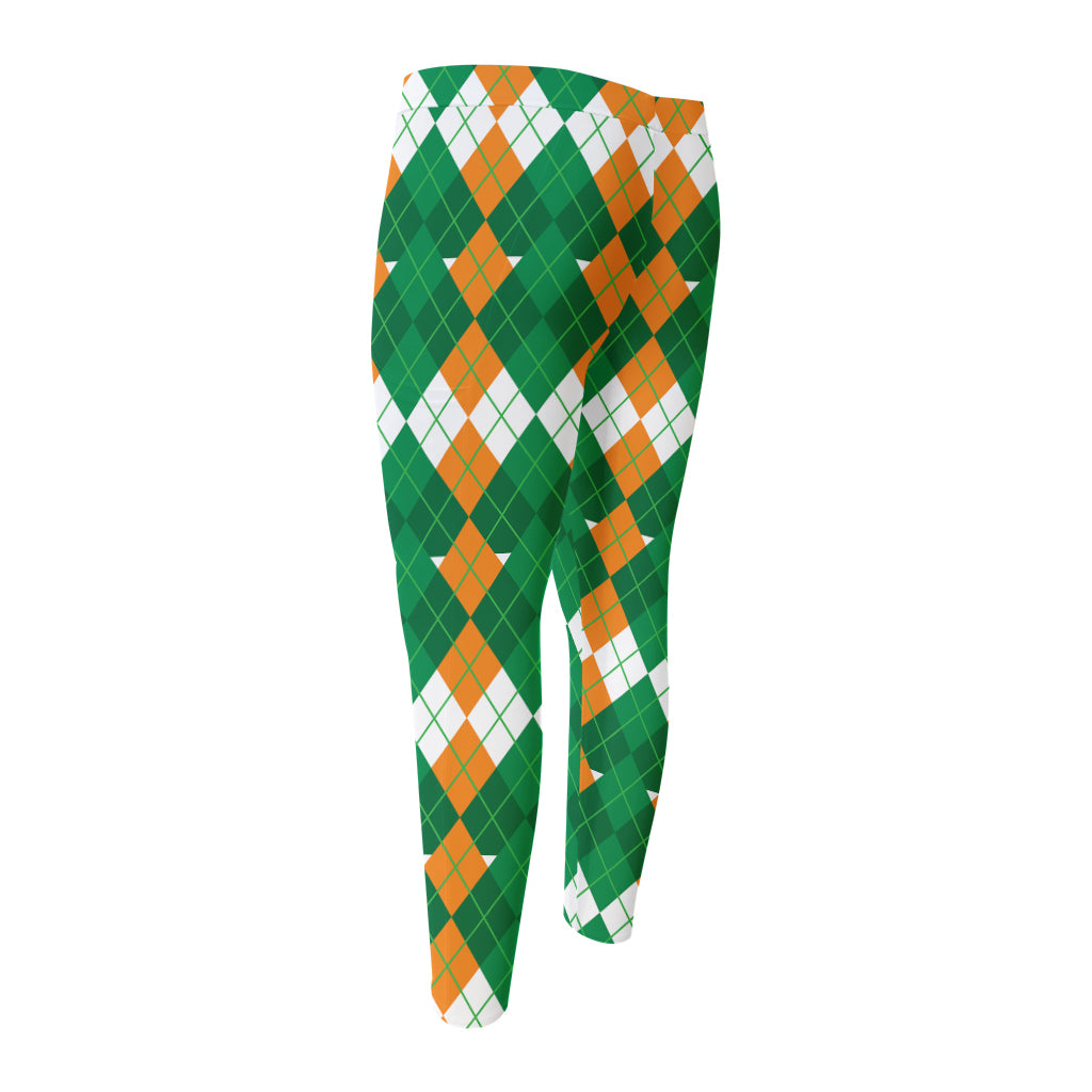 Irish Themed Argyle Pattern Print Men's Compression Pants