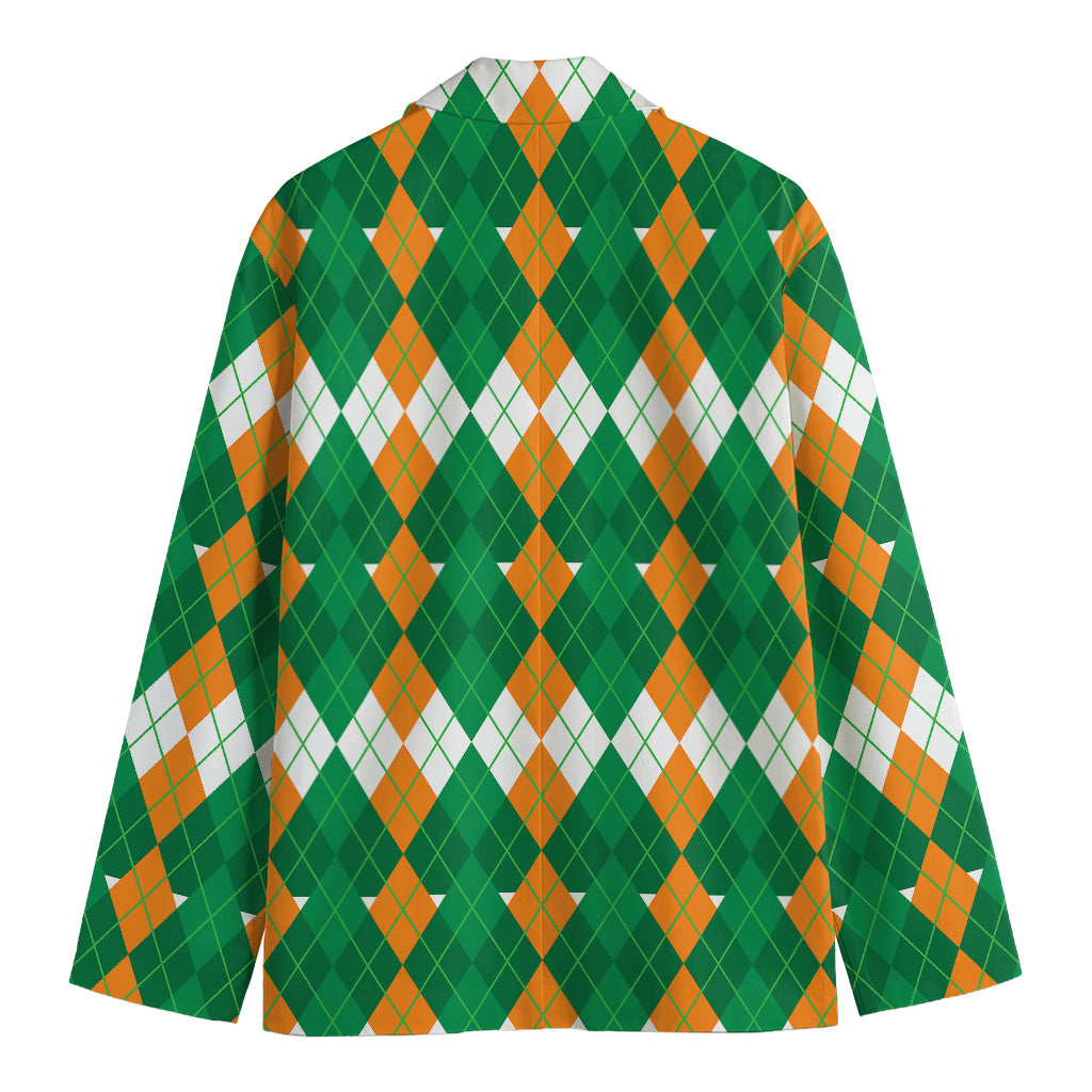 Irish Themed Argyle Pattern Print Men's Cotton Blazer
