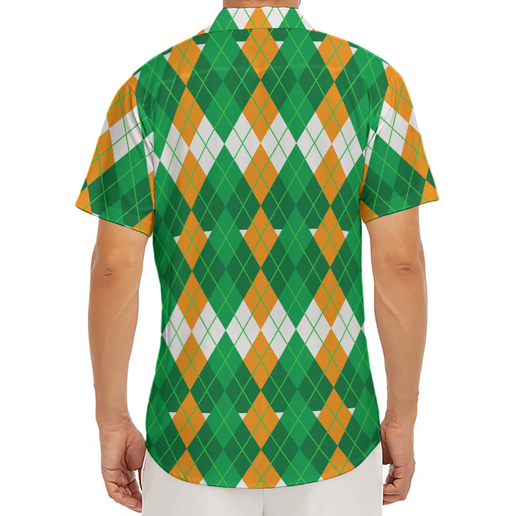 Irish Themed Argyle Pattern Print Men's Deep V-Neck Shirt
