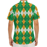Irish Themed Argyle Pattern Print Men's Deep V-Neck Shirt