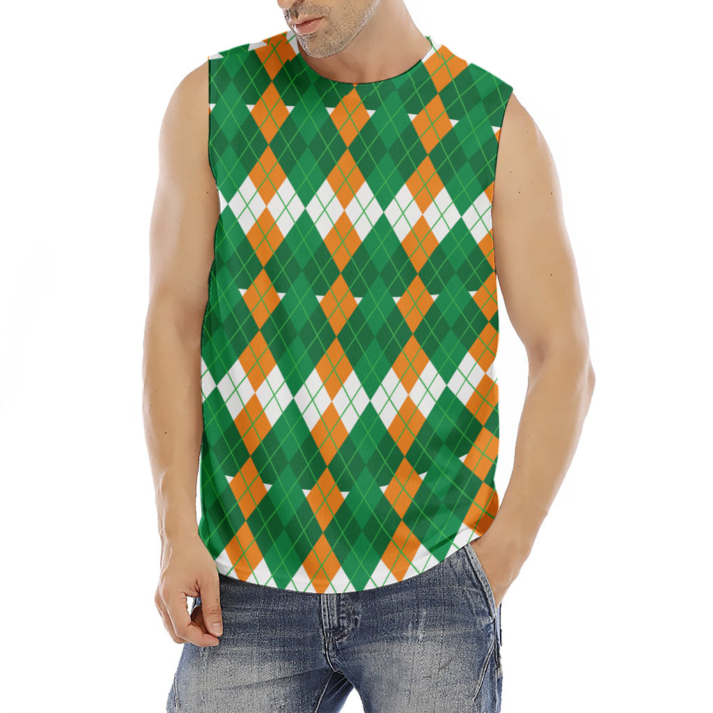 Irish Themed Argyle Pattern Print Men's Fitness Tank Top
