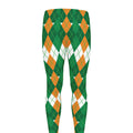 Irish Themed Argyle Pattern Print Men's Leggings