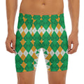 Irish Themed Argyle Pattern Print Men's Long Boxer Briefs