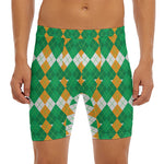 Irish Themed Argyle Pattern Print Men's Long Boxer Briefs