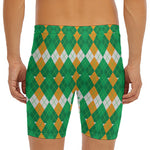 Irish Themed Argyle Pattern Print Men's Long Boxer Briefs