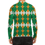 Irish Themed Argyle Pattern Print Men's Long Sleeve Rash Guard