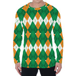 Irish Themed Argyle Pattern Print Men's Long Sleeve T-Shirt