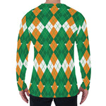 Irish Themed Argyle Pattern Print Men's Long Sleeve T-Shirt