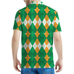 Irish Themed Argyle Pattern Print Men's Polo Shirt