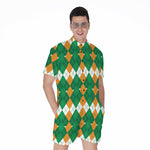 Irish Themed Argyle Pattern Print Men's Rompers