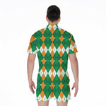 Irish Themed Argyle Pattern Print Men's Rompers