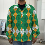 Irish Themed Argyle Pattern Print Men's Shirt Jacket