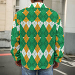 Irish Themed Argyle Pattern Print Men's Shirt Jacket