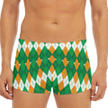Irish Themed Argyle Pattern Print Men's Short Boxer Briefs