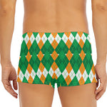 Irish Themed Argyle Pattern Print Men's Short Boxer Briefs