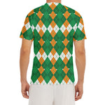 Irish Themed Argyle Pattern Print Men's Short Sleeve Rash Guard