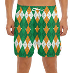 Irish Themed Argyle Pattern Print Men's Split Running Shorts