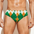 Irish Themed Argyle Pattern Print Men's Swim Briefs