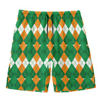 Irish Themed Argyle Pattern Print Men's Swim Trunks