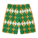 Irish Themed Argyle Pattern Print Men's Swim Trunks