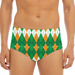 Irish Themed Argyle Pattern Print Men's Triangle Swim Briefs