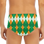 Irish Themed Argyle Pattern Print Men's Triangle Swim Briefs