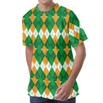 Irish Themed Argyle Pattern Print Men's Velvet T-Shirt