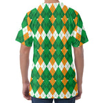 Irish Themed Argyle Pattern Print Men's Velvet T-Shirt