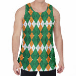 Irish Themed Argyle Pattern Print Men's Velvet Tank Top