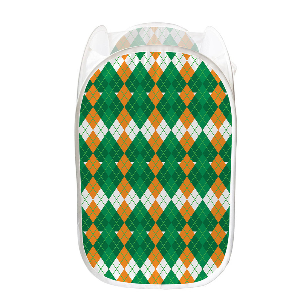 Irish Themed Argyle Pattern Print Mesh Laundry Hamper