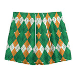 Irish Themed Argyle Pattern Print Mesh Shorts