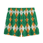 Irish Themed Argyle Pattern Print Mesh Shorts