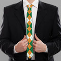 Irish Themed Argyle Pattern Print Necktie