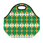 Irish Themed Argyle Pattern Print Neoprene Lunch Bag