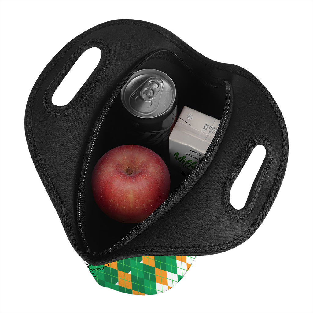 Irish Themed Argyle Pattern Print Neoprene Lunch Bag