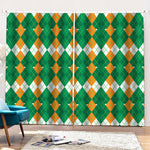 Irish Themed Argyle Pattern Print Pencil Pleat Curtains