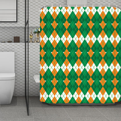 Irish Themed Argyle Pattern Print Polyester Shower Curtain