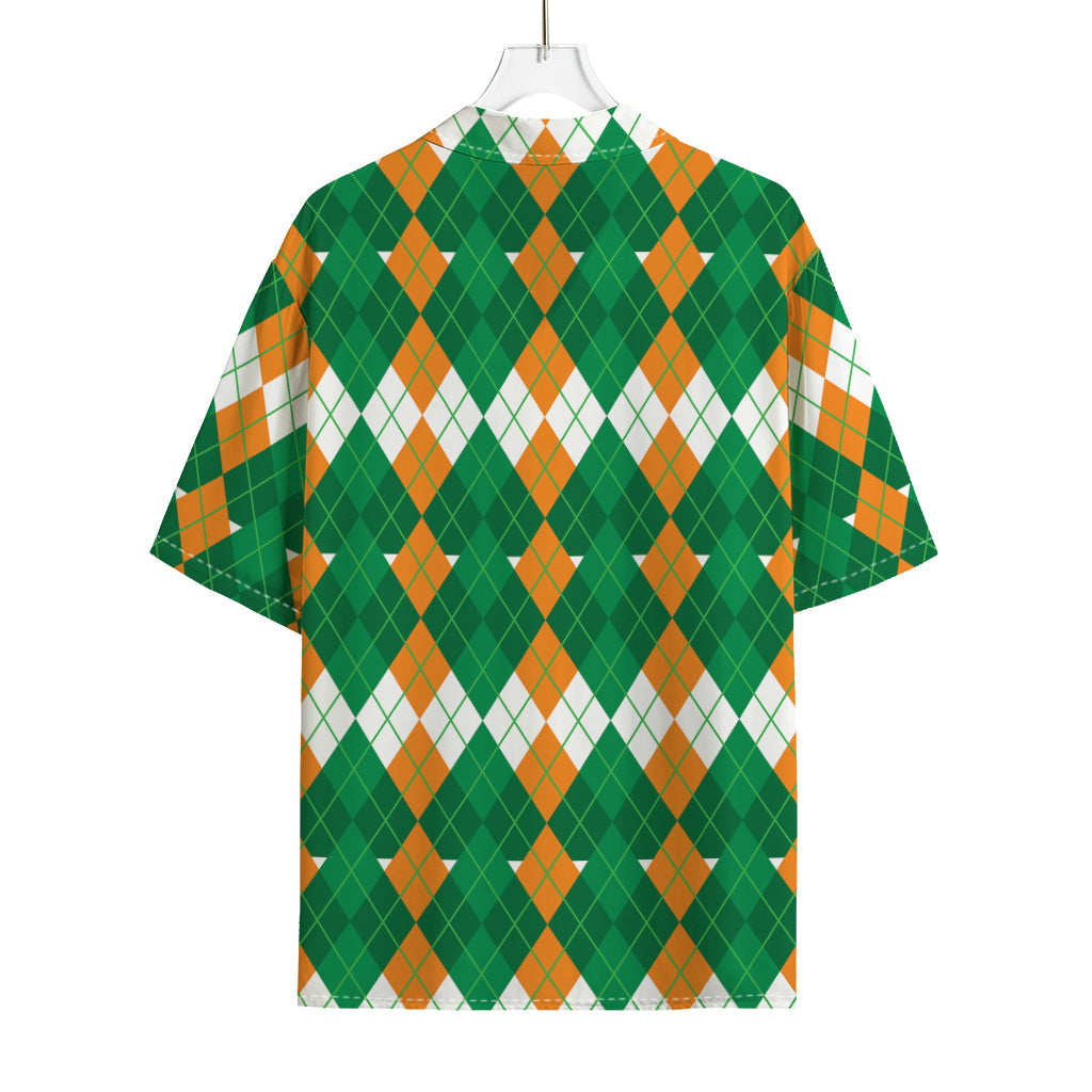 Irish Themed Argyle Pattern Print Rayon Hawaiian Shirt
