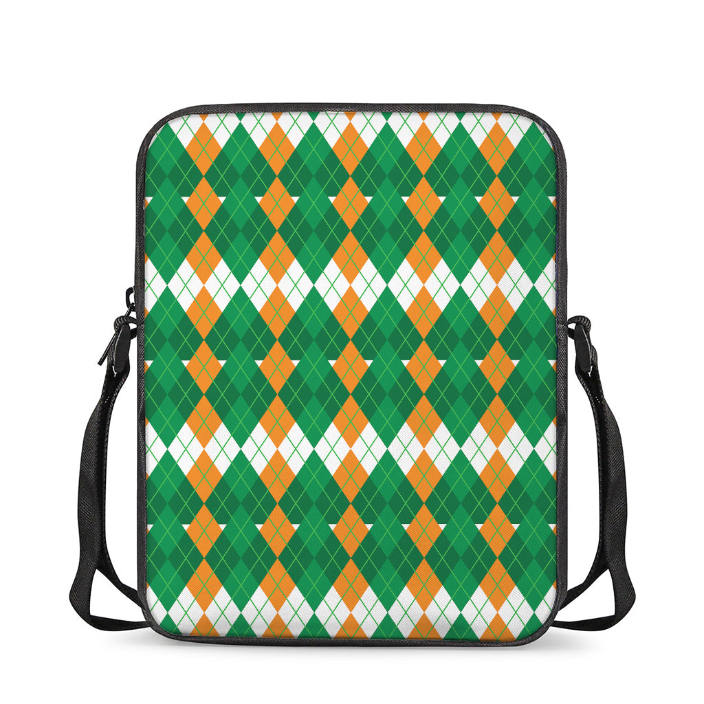 Irish Themed Argyle Pattern Print Rectangular Crossbody Bag
