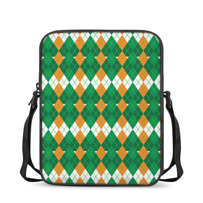 Irish Themed Argyle Pattern Print Rectangular Crossbody Bag