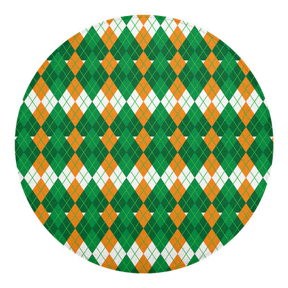 Irish Themed Argyle Pattern Print Round Blanket