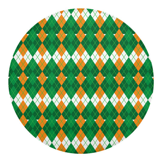 Irish Themed Argyle Pattern Print Round Blanket