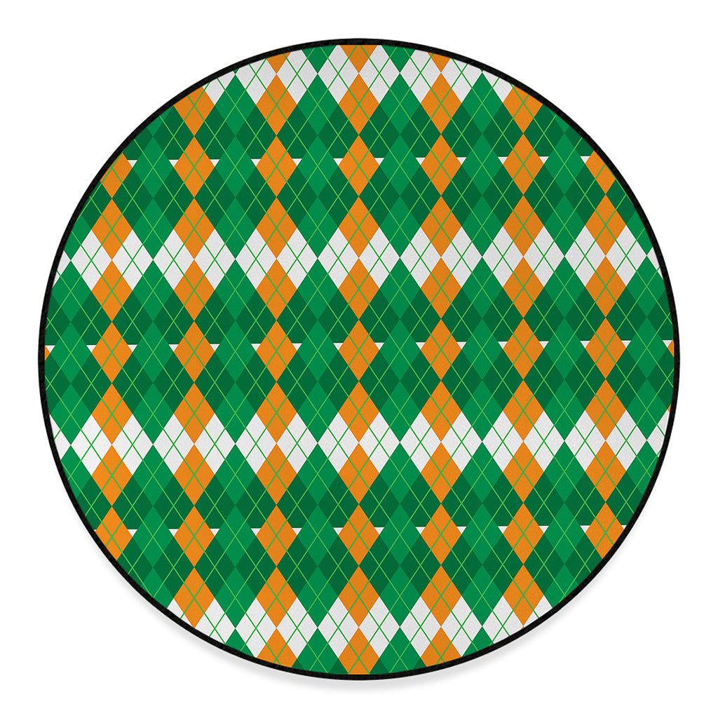 Irish Themed Argyle Pattern Print Round Floor Mat
