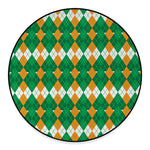 Irish Themed Argyle Pattern Print Round Floor Mat