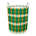 Irish Themed Argyle Pattern Print Round Laundry Basket