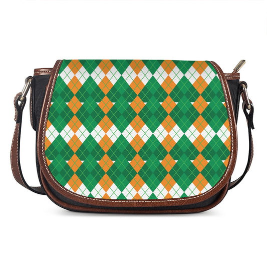 Irish Themed Argyle Pattern Print Saddle Bag
