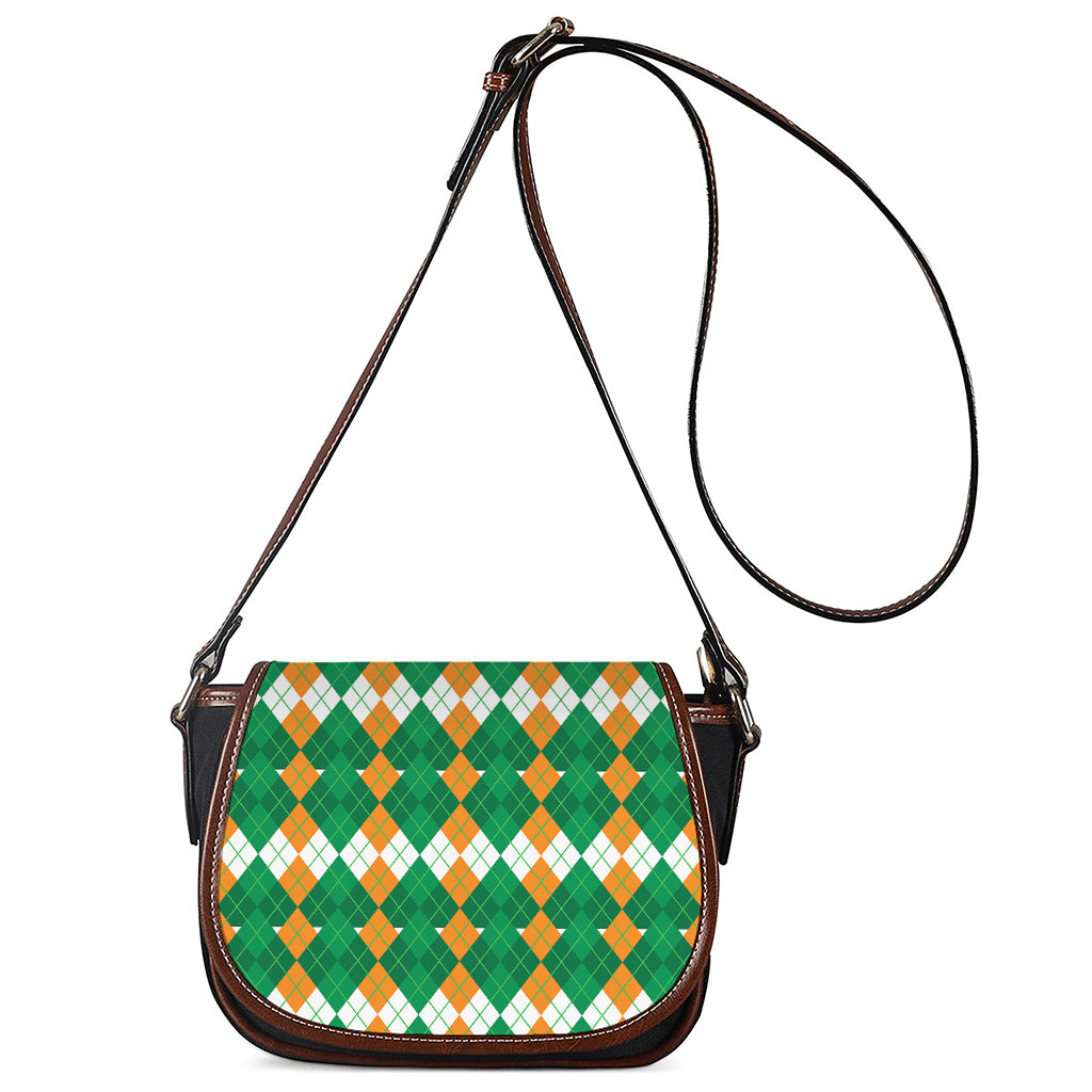 Irish Themed Argyle Pattern Print Saddle Bag