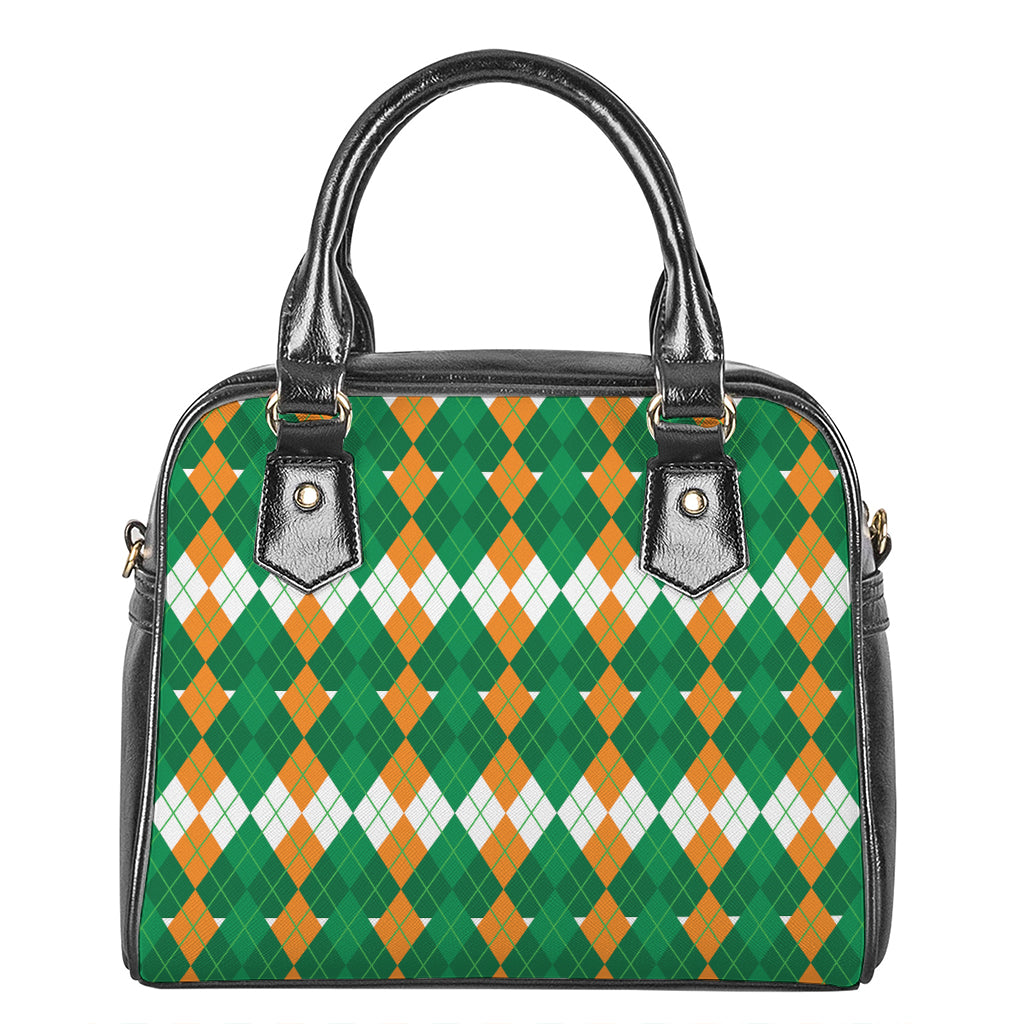 Irish Themed Argyle Pattern Print Shoulder Handbag