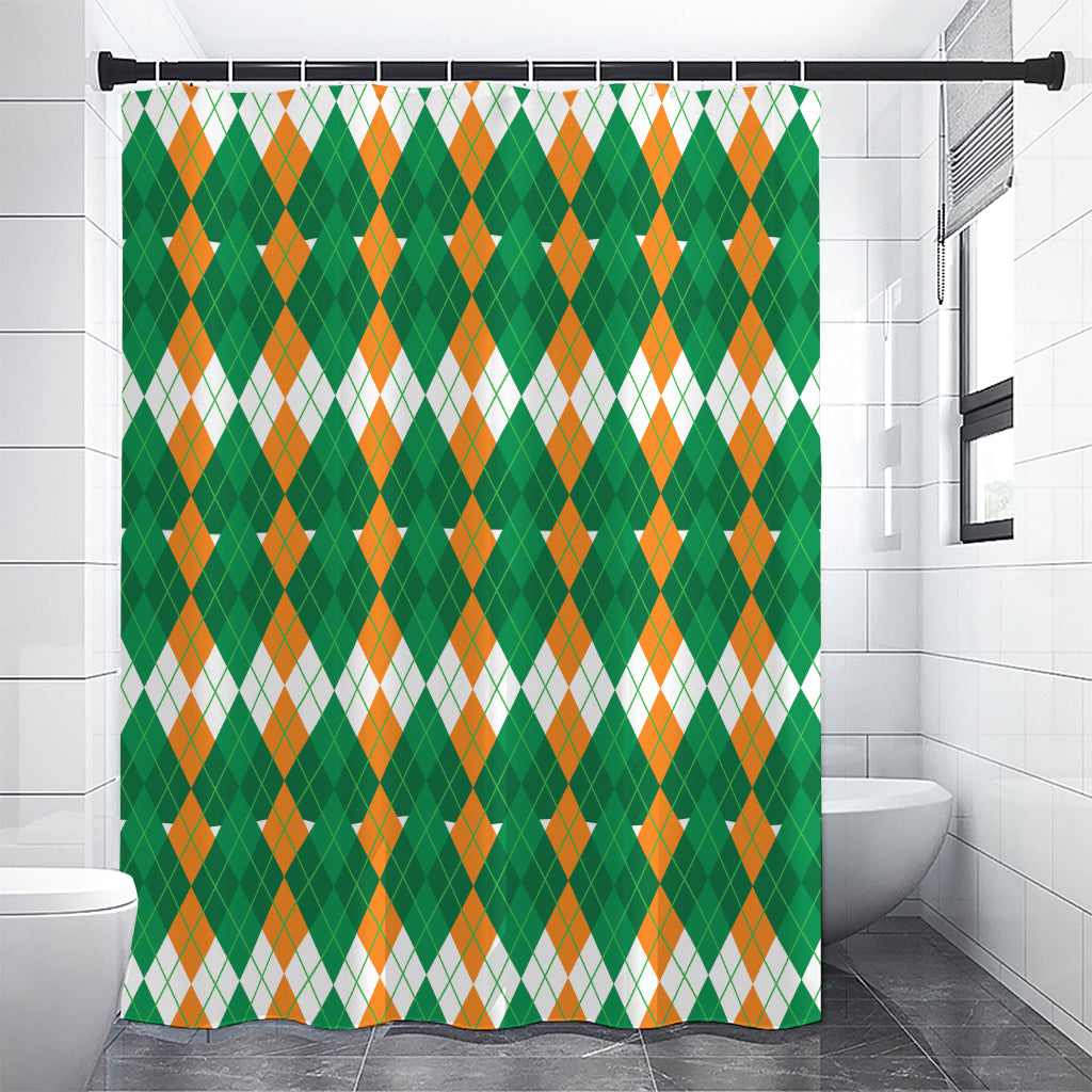 Irish Themed Argyle Pattern Print Shower Curtain