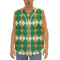 Irish Themed Argyle Pattern Print Sleeveless Baseball Jersey